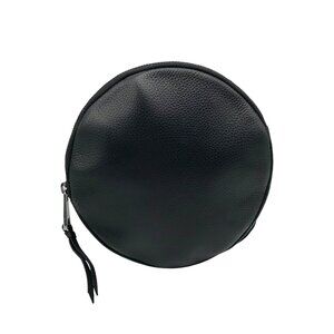 Bandolier Black Leather Mini Round Crossbody Bag